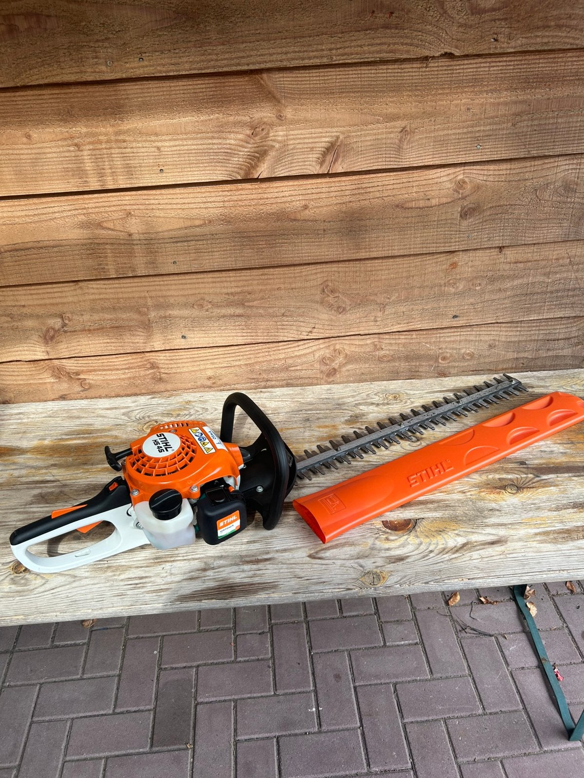 STIHL HS 45 benzine heggenschaar 60cm, Tuin en Terras, Heggenscharen, Ophalen of Verzenden, Gebruikt, Benzine