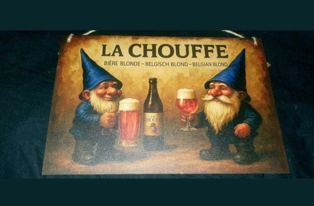 Houten wandbord van la chouffe., Verzamelen, Biermerken, Ophalen of Verzenden, Nieuw, Reclamebord, Plaat of Schild, Overige merken