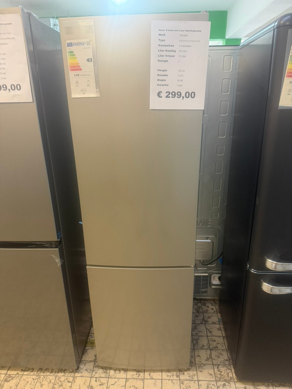 Koelvriescombinatie nieuw 3 vriesladen, Ophalen, Geratek, Geratek, 200 liter of meer