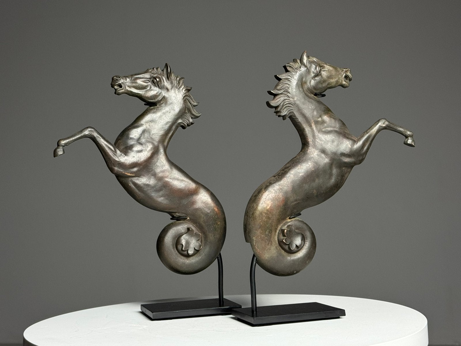 Set van 2 bronzen zeepaarden landelijk, Ophalen of Verzenden, Zo goed als nieuw