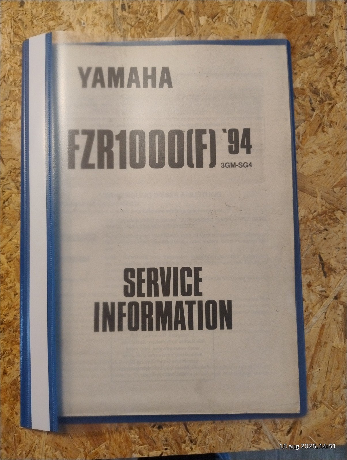 Yamaha FZR1000(F) '94 Service Informatie Handboekje, Verzenden, Yamaha