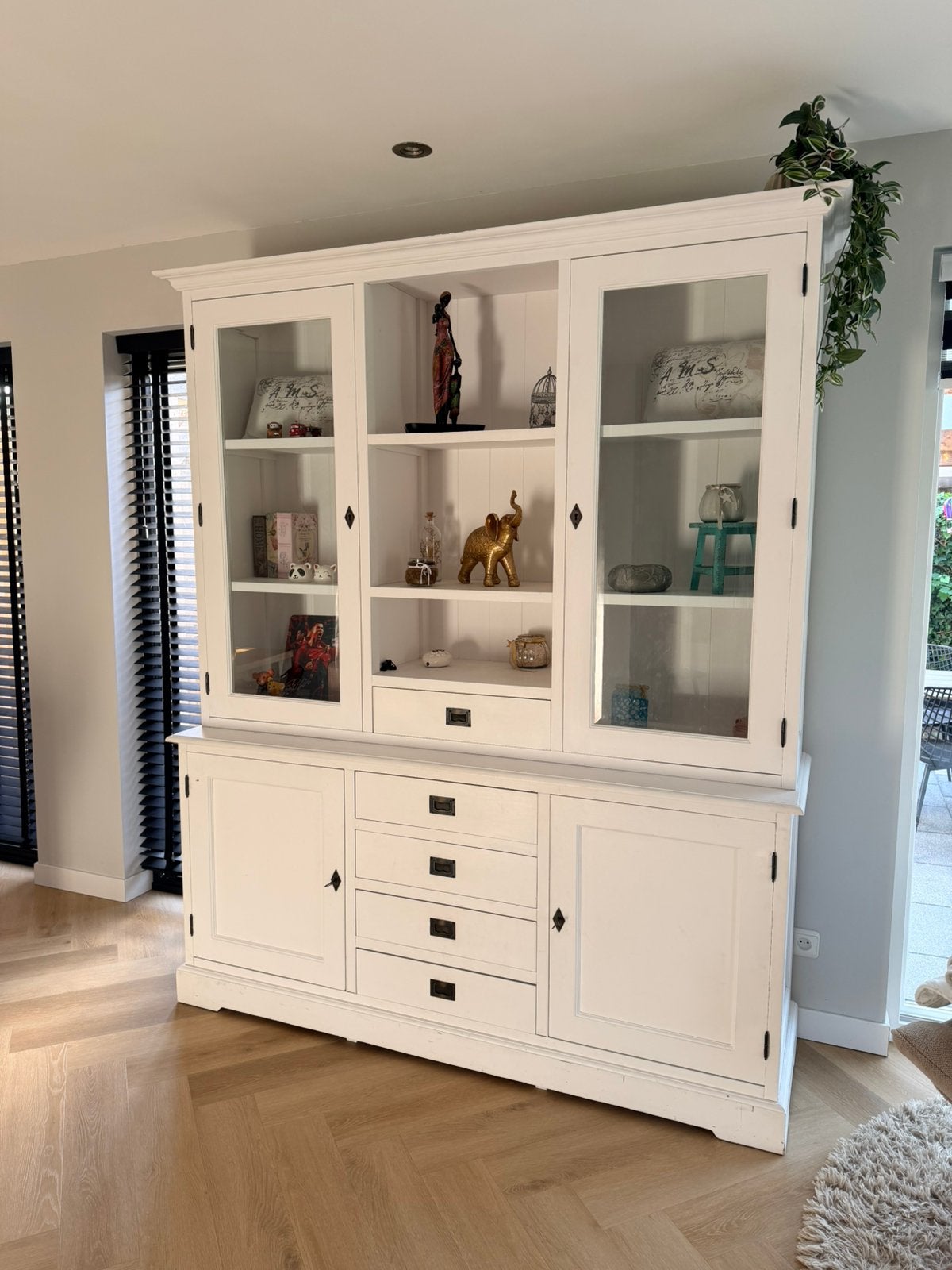 Vitrinekast / buffetkast wit, Ophalen, Gebruikt, Met deur(en), 200 cm of meer