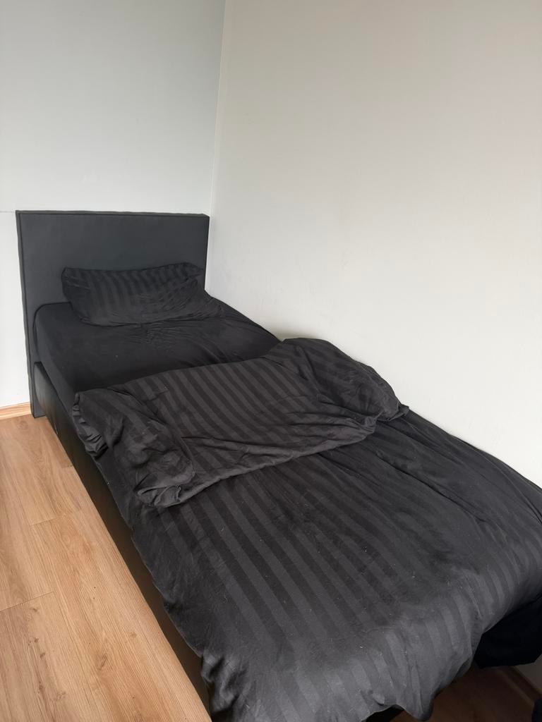 Boxspring bed 80x200, Ophalen, Gebruikt, Eenpersoons, Zwart
