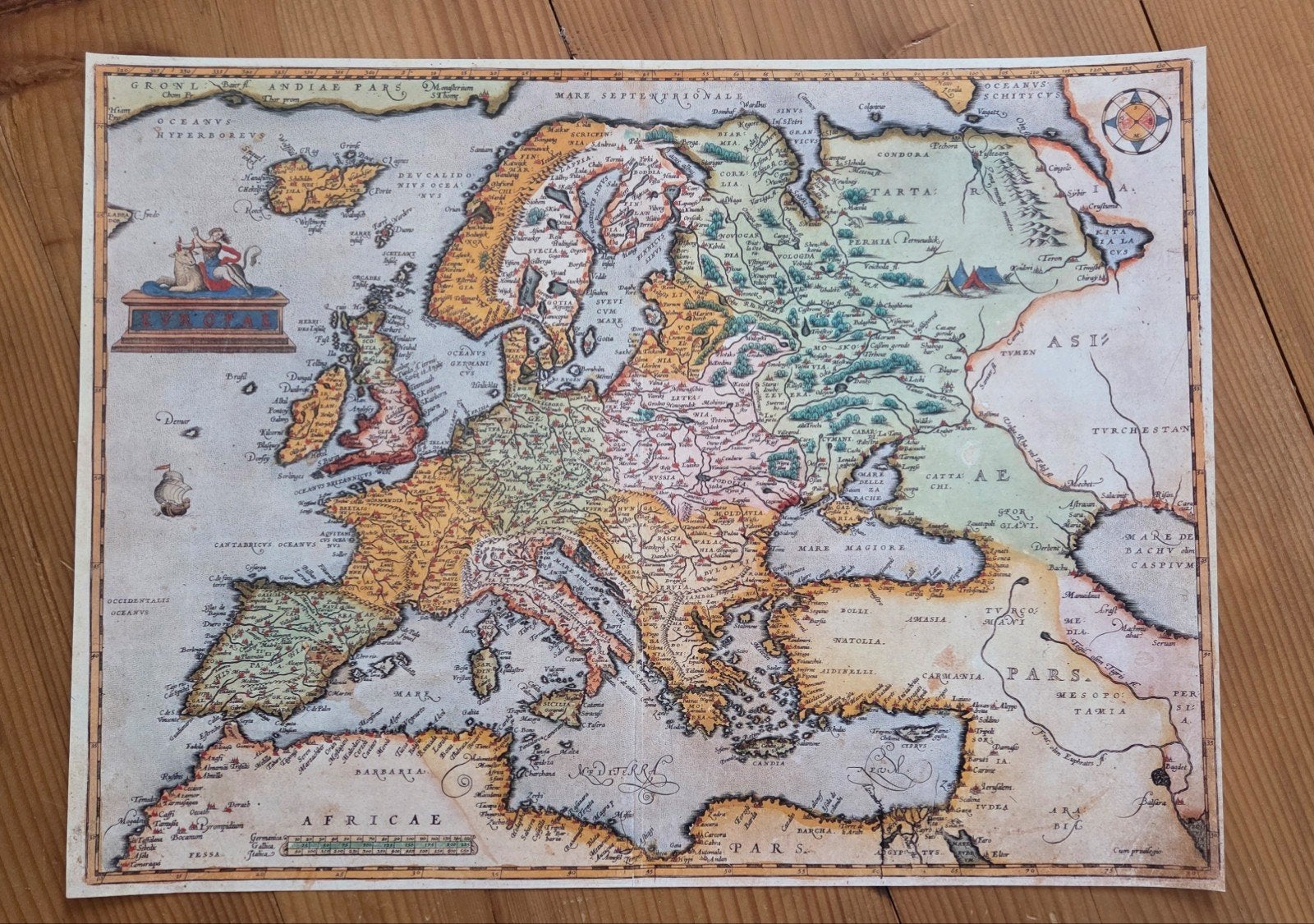Antieke Landkaart Evropae - Poster Reproductie Europa, Ophalen of Verzenden, Gelezen, 1800 tot 2000, Landkaart