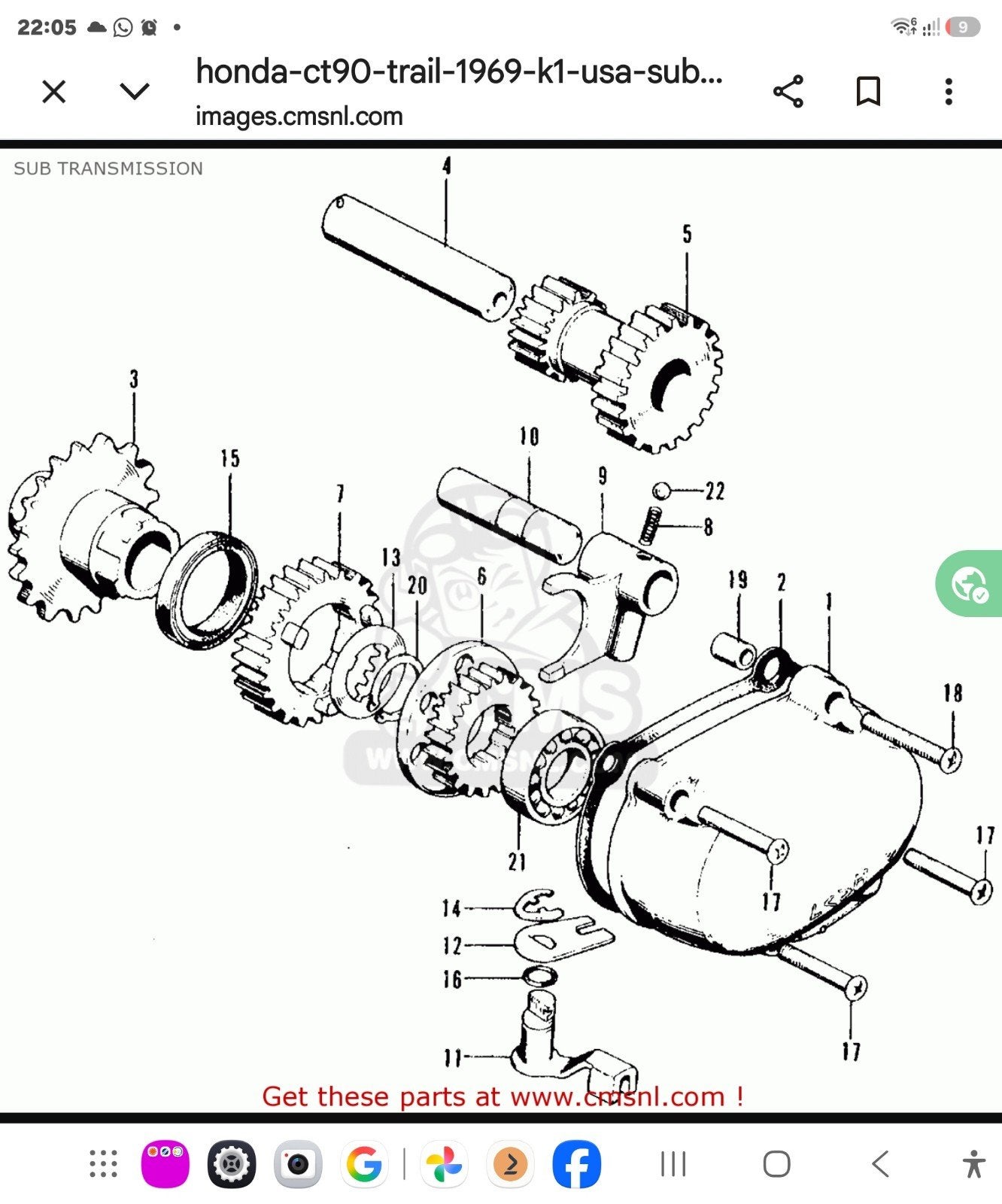 GEZOCHT Honda CT90 Trail Tandwiel  (23800-053-000), Ophalen of Verzenden, Blok, Overige merken