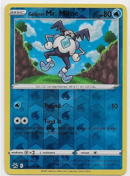 Crown Zenith,  Gal. Mr. Mime [reverse] 30/159, Verzenden, Nieuw, Losse kaart