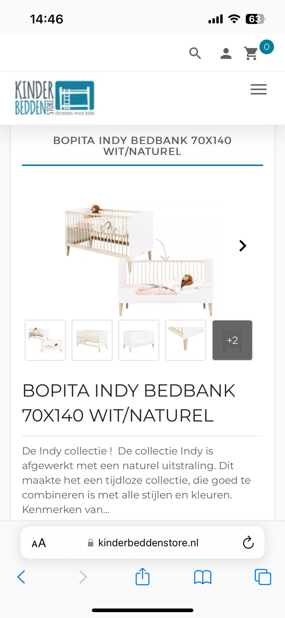 Bopita Indy Bedbank 70/140 met hekje en optioneel matras, Ophalen, 70 tot 85 cm, 140 tot 160 cm, Zo goed als nieuw