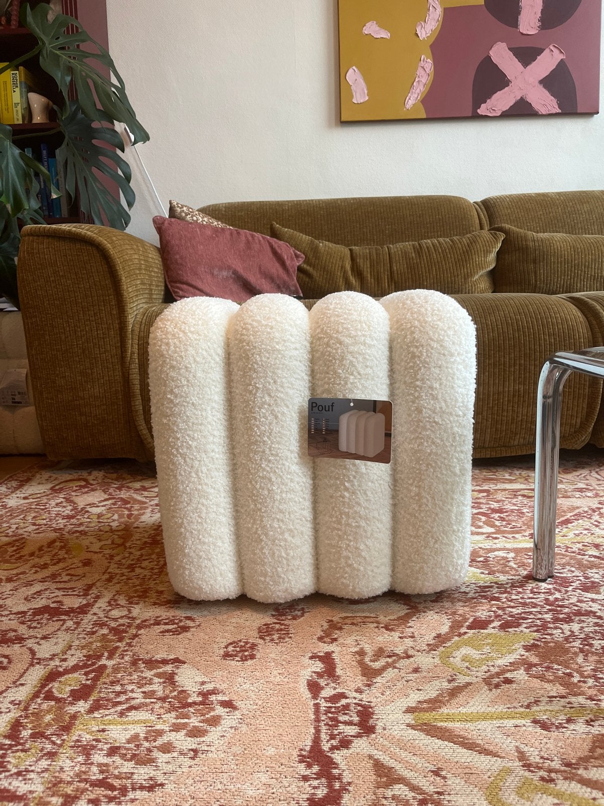 Poef Action teddy stof 38x38x38 cm, Ophalen, Minder dan 50 cm, Vierkant, Nieuw