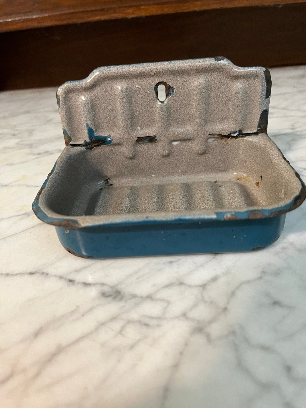 Vintage geëmailleerd zeepbakje - Blauw/Groen, Antiek en Kunst, Ophalen of Verzenden