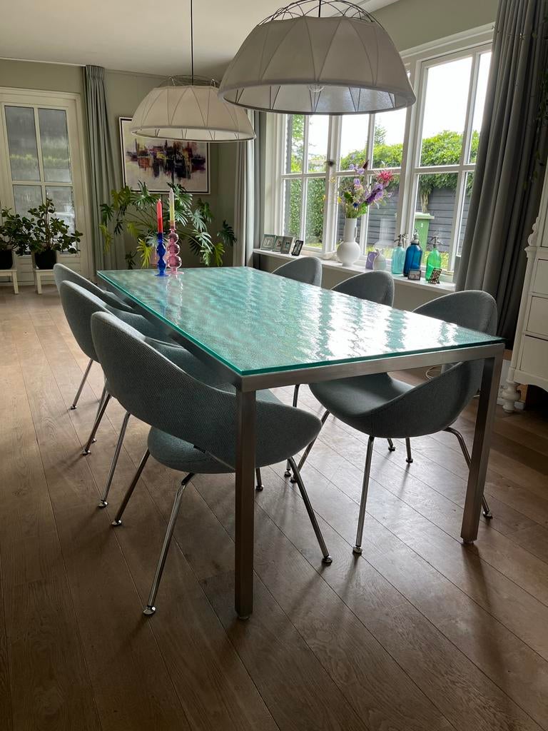 Eetkamertafel Metaform S16 - 200x90 cm, Huis en Inrichting, Tafels | Eettafels, Ophalen, Gebruikt, 50 tot 100 cm, Glas