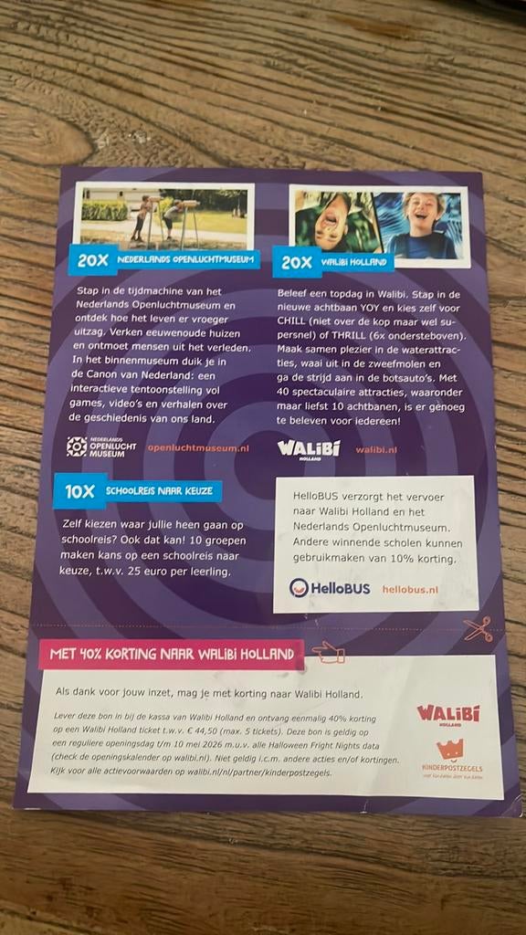 Walibi 5x entree tickets voor €27,60 pp = 40% korting, Drie personen of meer, Kortingsbon
