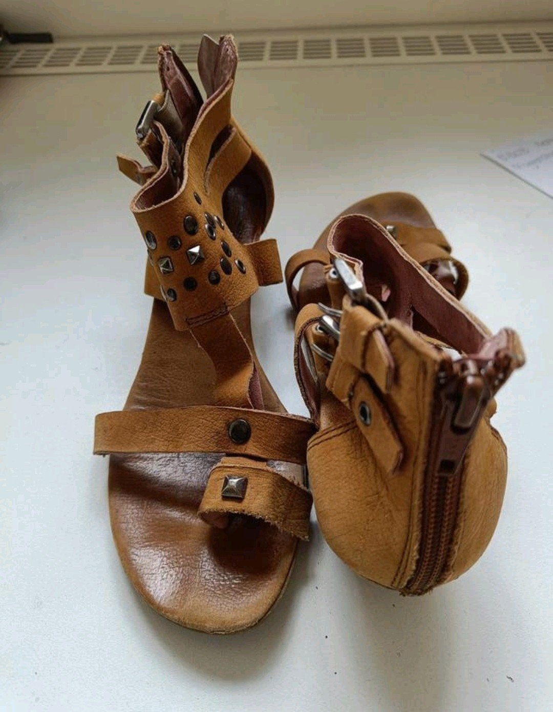 Taft mt 38 🤎, Gedragen, Taft, Bruin, Sandalen of Muiltjes
