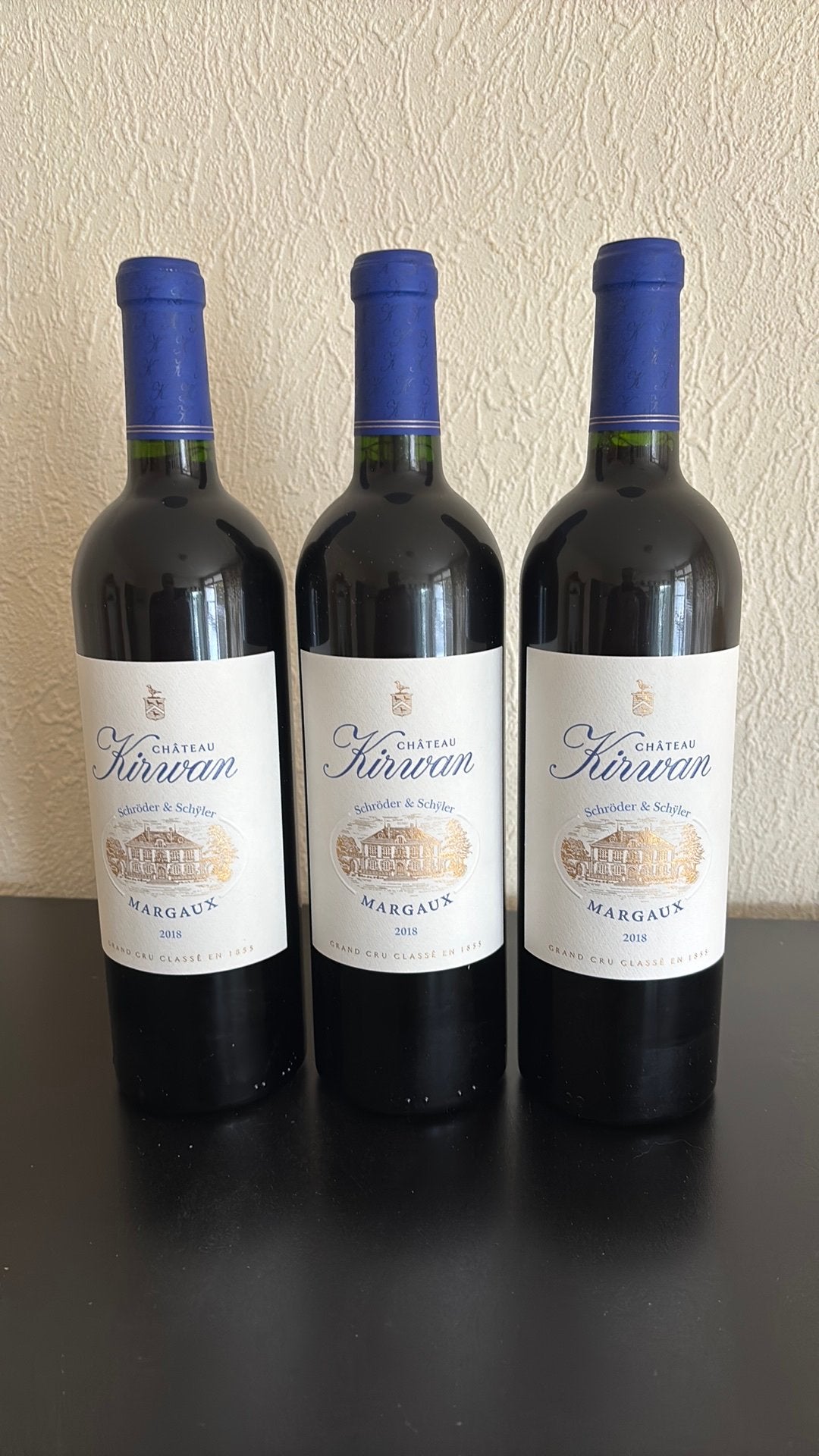 3x Chateau Kirwan 2018, Margaux 3e cru, Verzamelen, Wijnen, Ophalen of Verzenden, Zo goed als nieuw, Frankrijk, Rode wijn