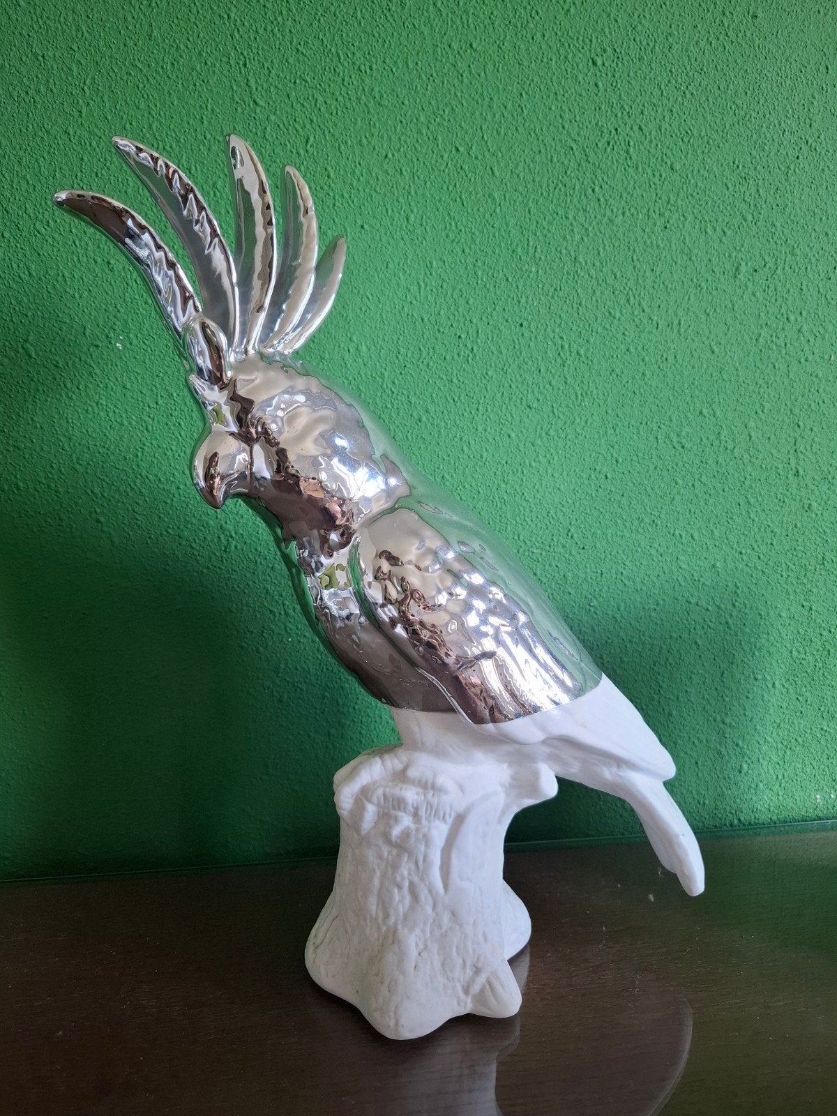 Decoratieve Kaketoe Beeld - Zilver/Wit - 35 cm hoog, Ophalen of Verzenden, Zo goed als nieuw, Modern, Steen/keramiek