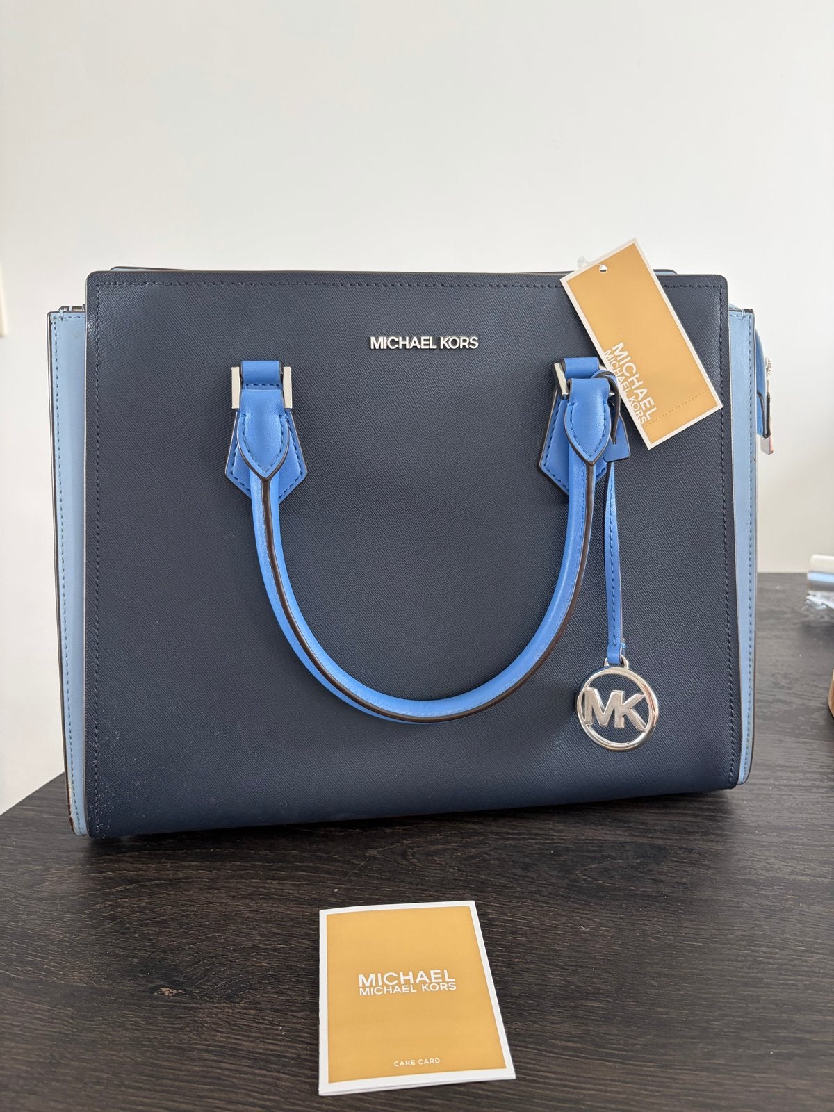 Michael Kors Hope Satchel Oxford Multi Leren Handtas, Ophalen of Verzenden, Nieuw, Blauw, Handtas