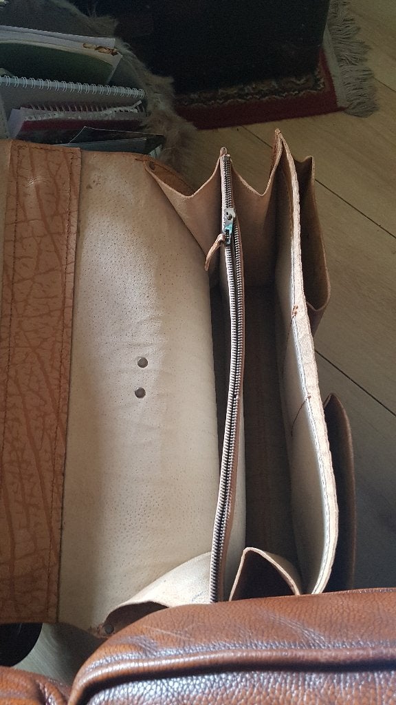 Old skool schooltas, Bruin, Aktetas of Boekentas, Ophalen of Verzenden, Zo goed als nieuw