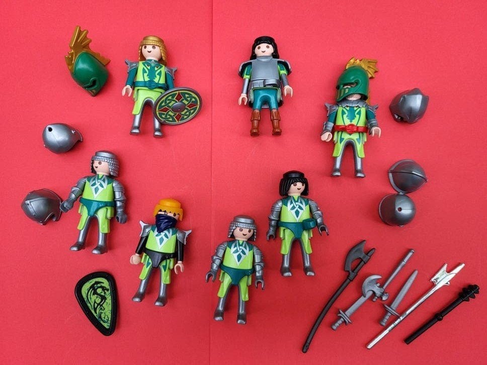 7 GROENE DRAKEN Ridders en Accessoires - Grote Set, Ophalen of Verzenden, Gebruikt