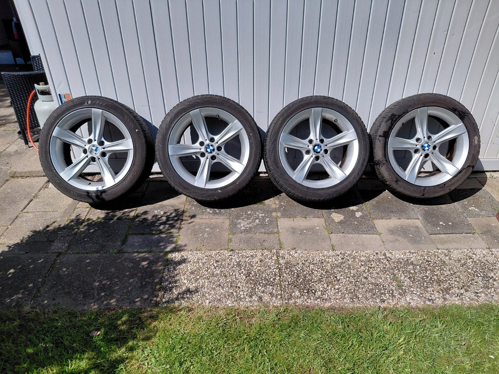 Bmw style 128 velgen  18 inch met goede banden, Ophalen, 18 inch, 245 mm, Zomerbanden