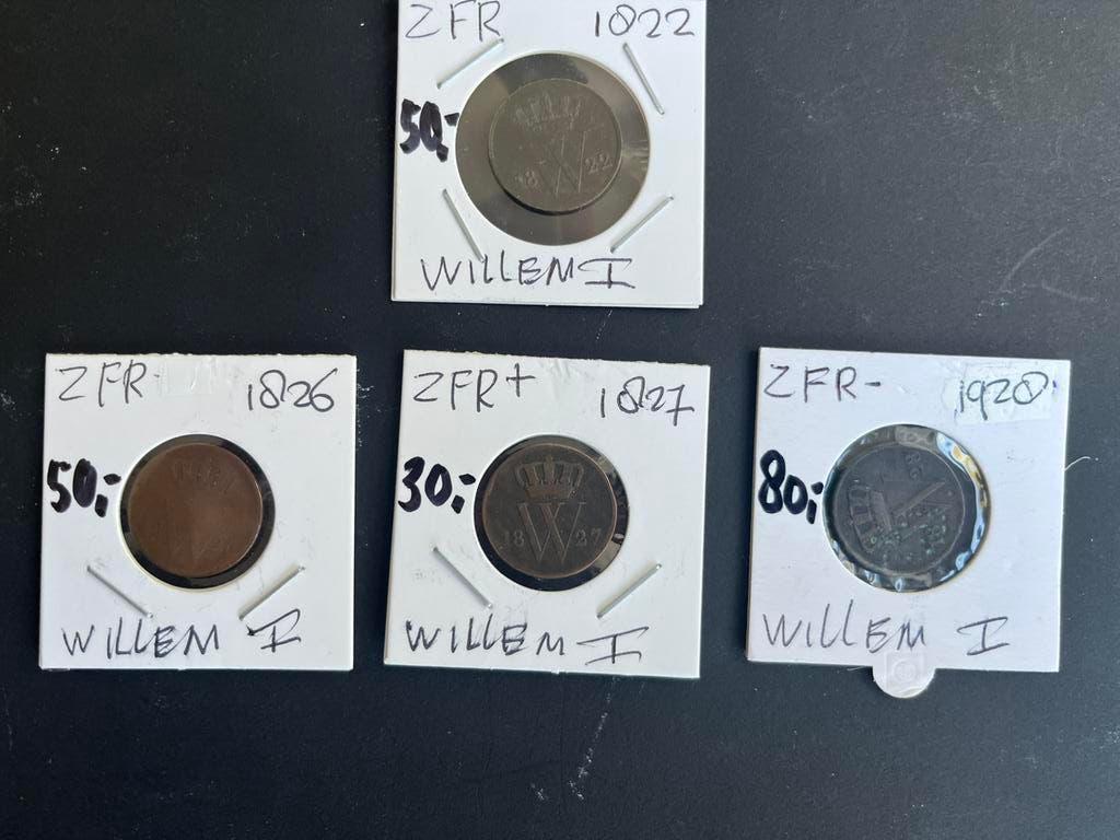 WILLEM 1 4 OUDE EN ZEER SCHAARSE CENTEN  FOTO/ADV, Verzenden, Koning Willem I, Setje