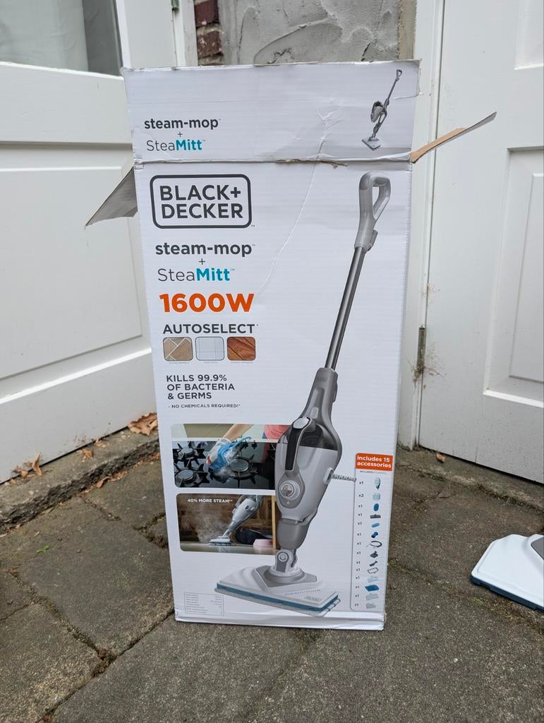 Black+Decker Steam-mop + SteaMitt 1600W Stoomreiniger, Ophalen