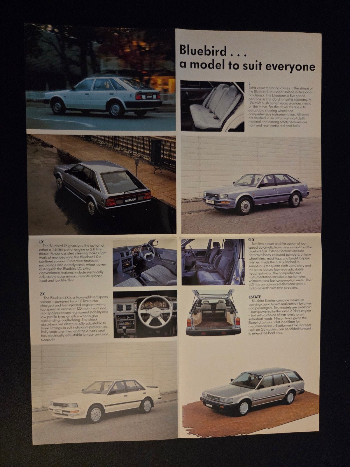 Brochure Nissan Bluebird 1986 UK, Ophalen of Verzenden, Zo goed als nieuw, Nissan