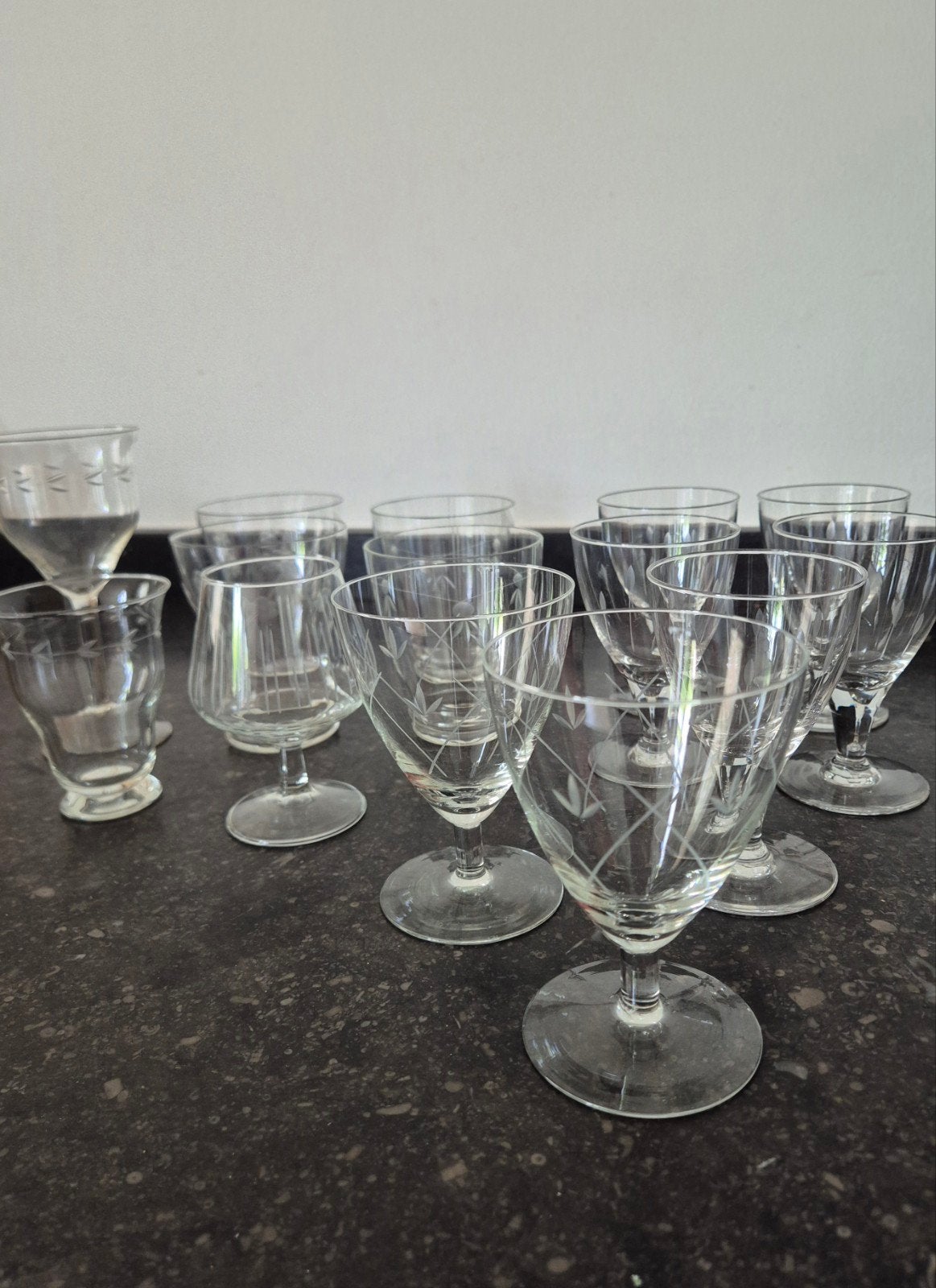 Set kristallen vintage glazen, Ophalen of Verzenden, Zo goed als nieuw, Overige typen