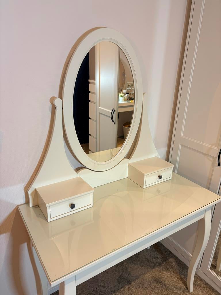 Ikea Hemnes Kaptafel met spiegel en lades, Ophalen, Gebruikt, 100 tot 150 cm, 50 tot 100 cm