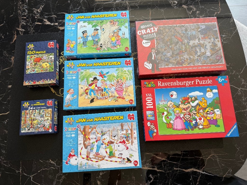 Nieuwe set puzzels: Jan van Haasteren en Super Mario, Ophalen, Meer dan 50 stukjes, Nieuw, 4 tot 6 jaar