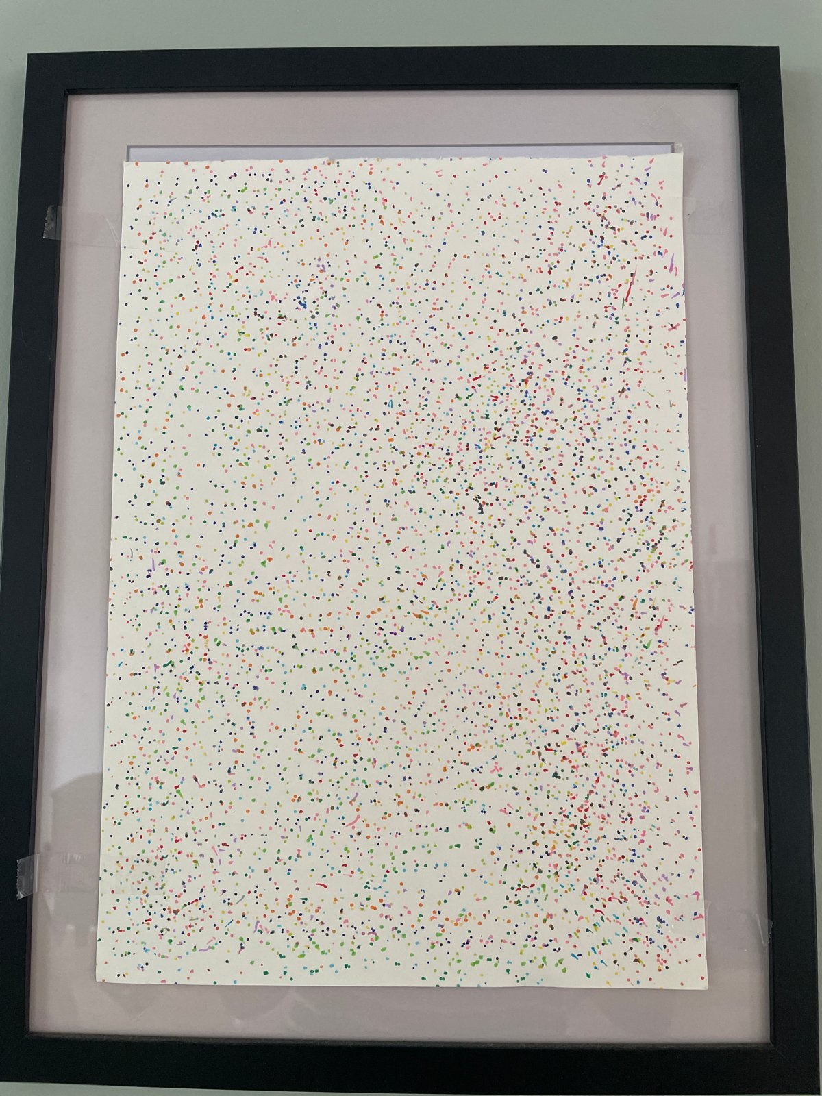 Abstracte stippen kunstwerk in lijst, Ophalen of Verzenden