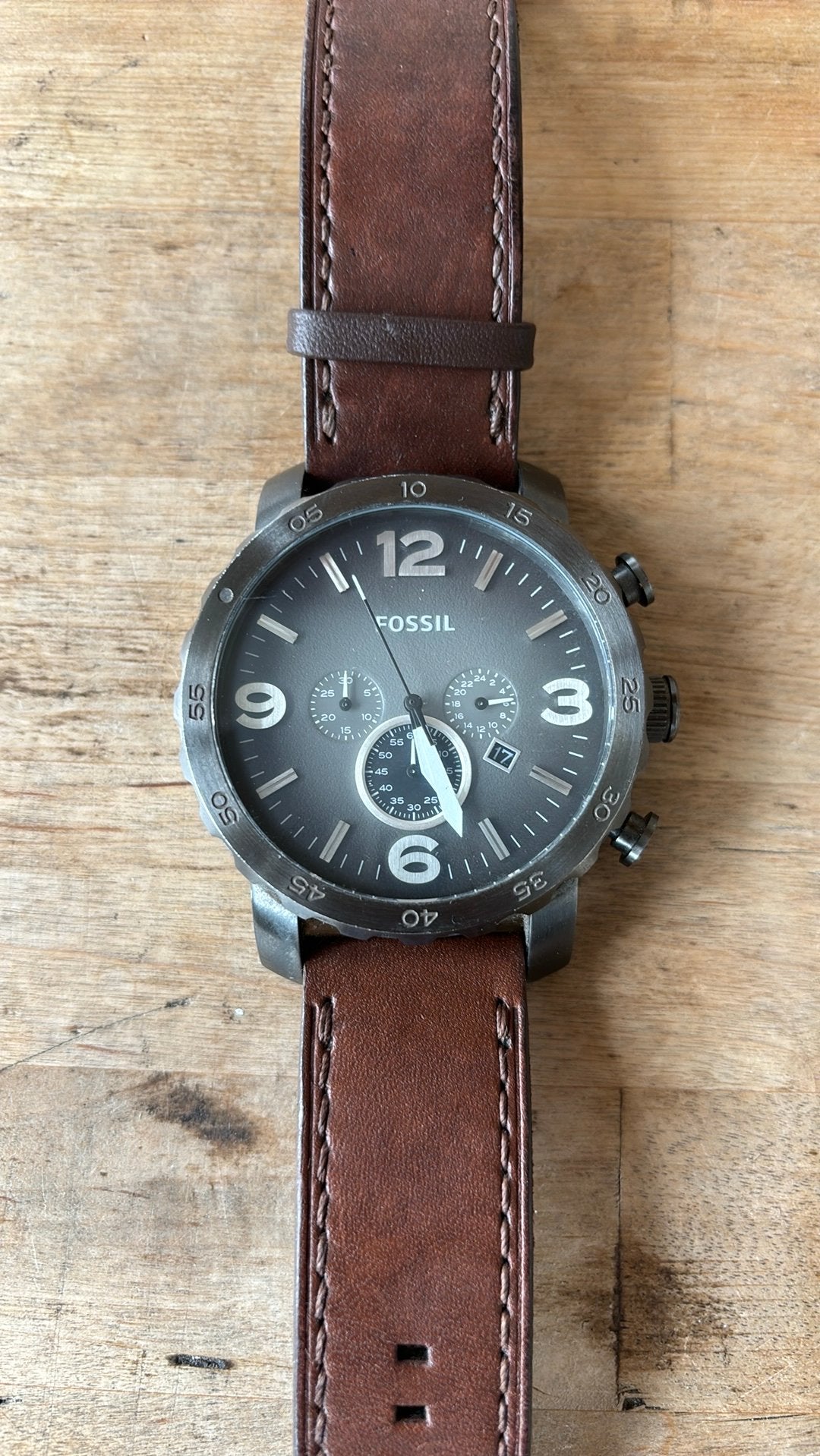 Heren horloge Fossil Nate JR1424, Overige merken, Staal, Polshorloge, Ophalen of Verzenden