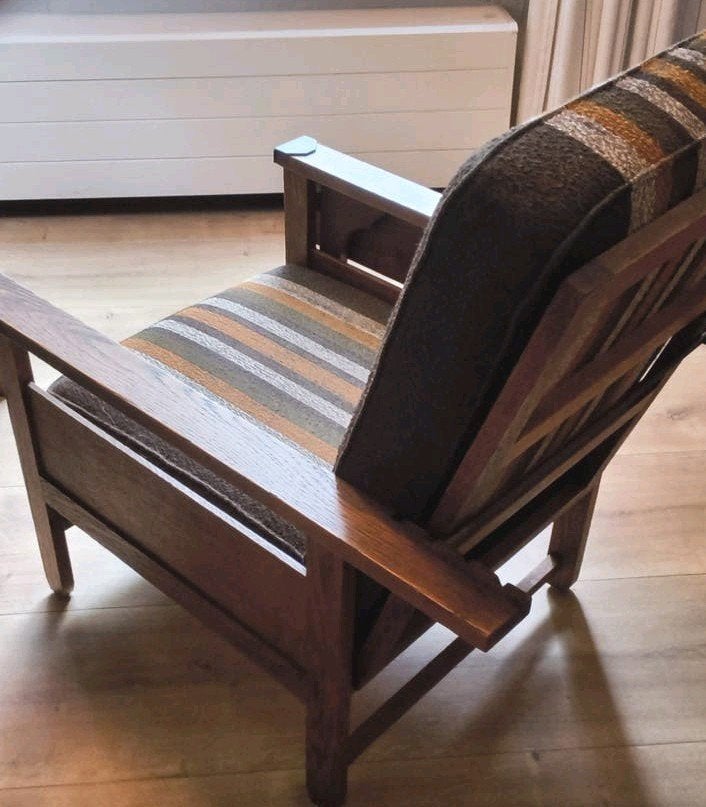 verstelbare art deco rookstoel, oranje/bruin, Ophalen, Zo goed als nieuw, 75 tot 100 cm, Minder dan 50 cm