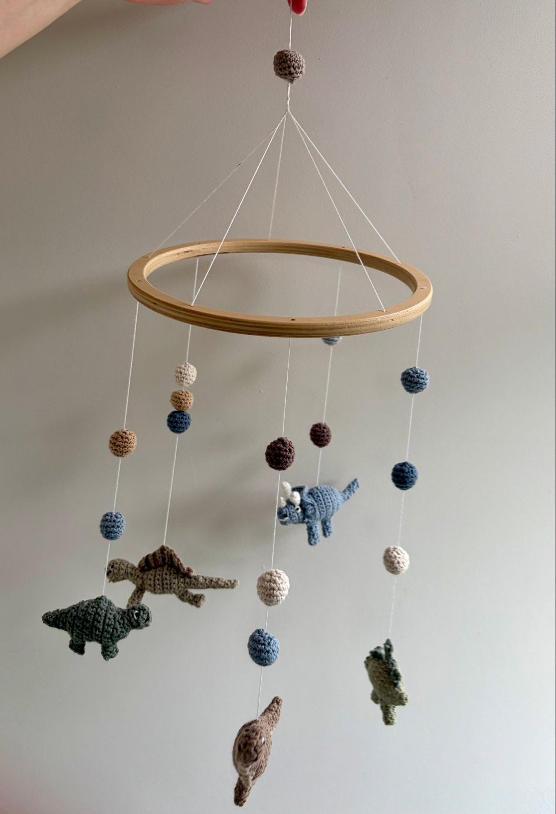 Gehaakte Dino Baby Mobiel - Sebra Interior, Ophalen, Zo goed als nieuw, Mobiel