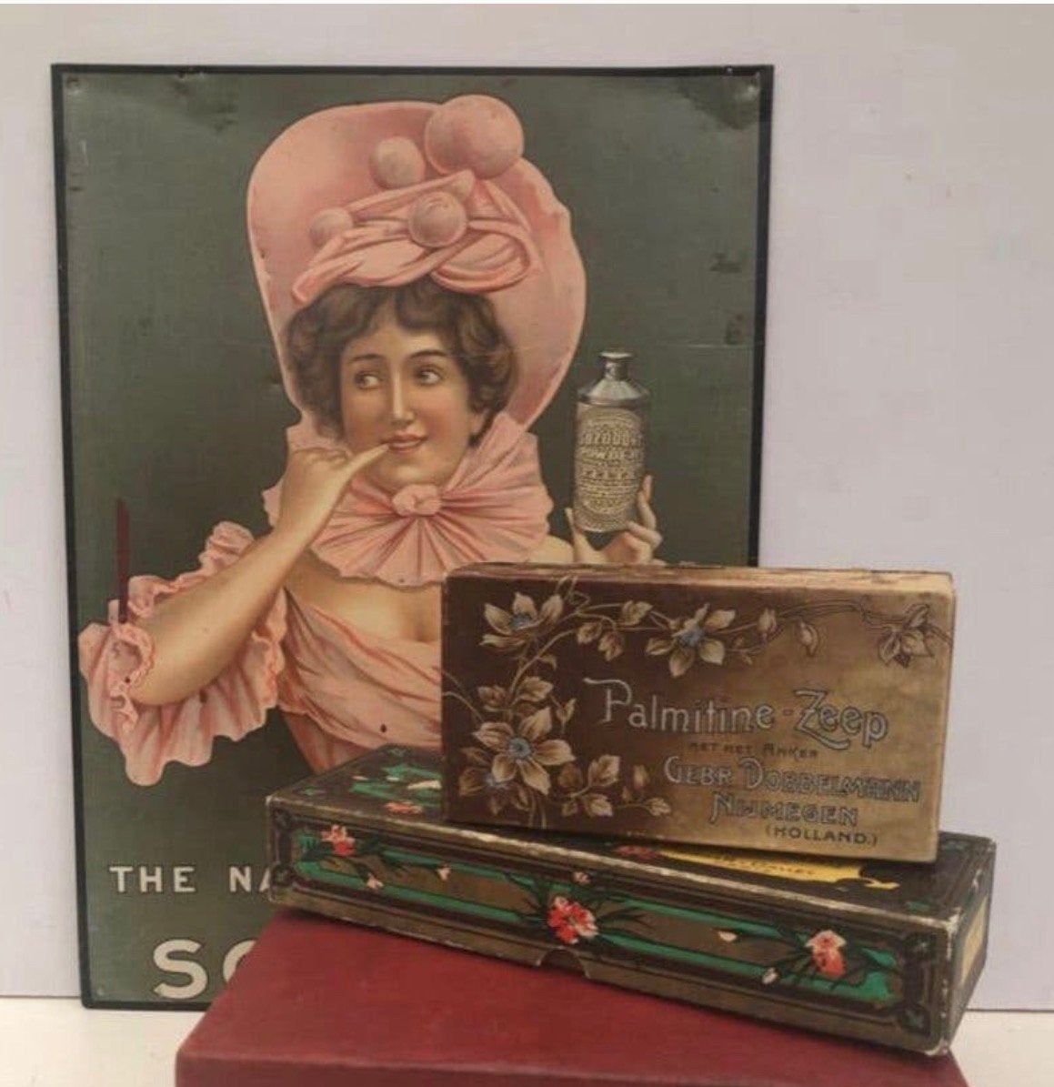 2 Antieke zeepdozen - decoratie, Ophalen of Verzenden
