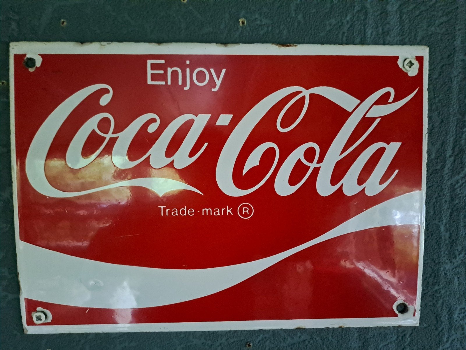 Emaille Coca-Cola bord, Ophalen of Verzenden, Gebruikt, Reclamebord