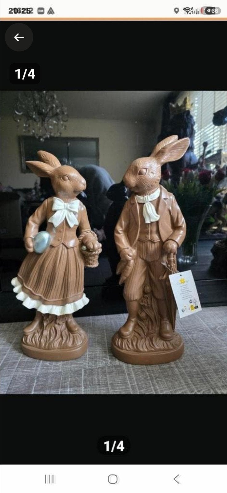 Leuke set van 2 decoratieve chocolade konijnenfiguren, Ophalen of Verzenden, Nieuw
