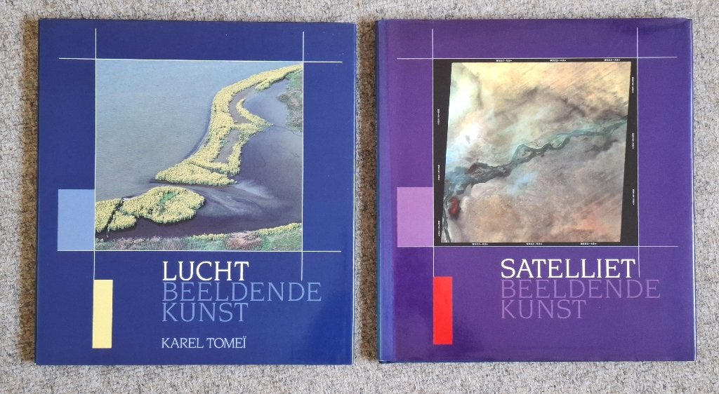 2 Mooie boeken Beeldende Kunst (lucht- en satellietfoto's), Ophalen of Verzenden, Zo goed als nieuw, Grafische vormgeving