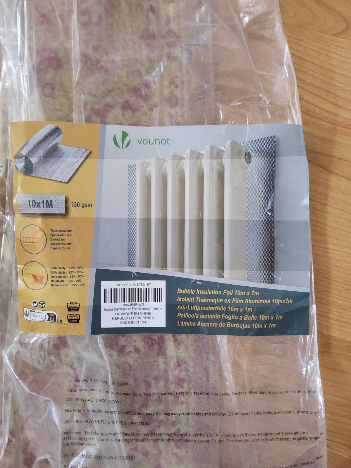 Vounot Isolatiefolie 10x1m - 3mm dikte, 95-96% reflectie, Doe-het-zelf en Verbouw, Isolatie en Afdichting, Minder dan 4 cm, Overige materialen