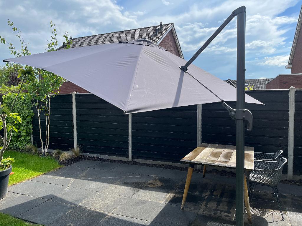 Hang Parasol 3x3mtr vierkant Kompleet!!, Ophalen, Gebruikt, Zweefparasol, Verstelbaar