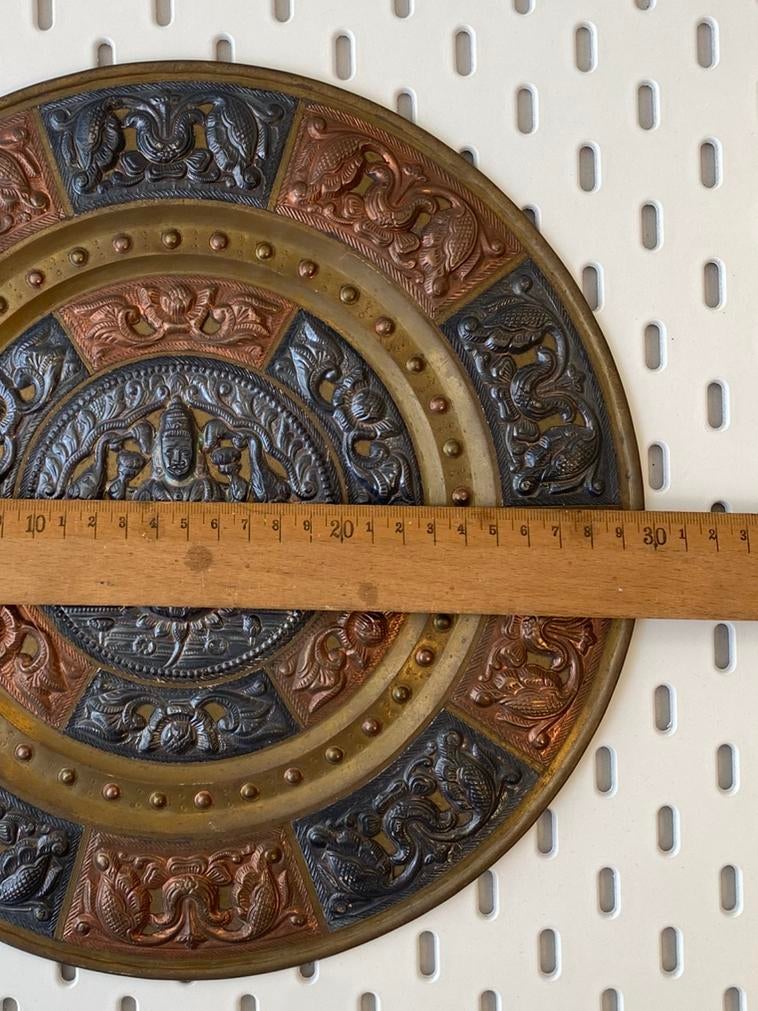 Vintage Indiase Tanjore Wandplaat (Tri-Metal) - 30cm, Ophalen of Verzenden