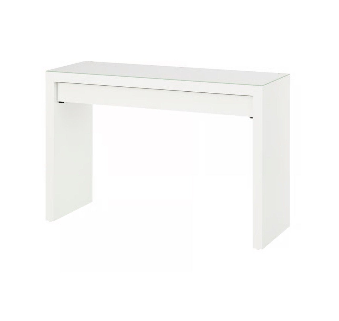 IKEA Malm ladekast / make-up tafel / kaptafel met glasplaat, Gebruikt, 100 tot 150 cm, Ophalen of Verzenden, Glas