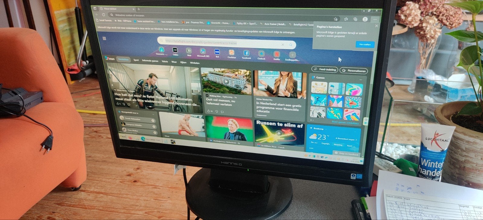 HANNspree Hanns.G HL221DPB 23 inch HD monitor, Ophalen, Refurbished, Full HD, VGA