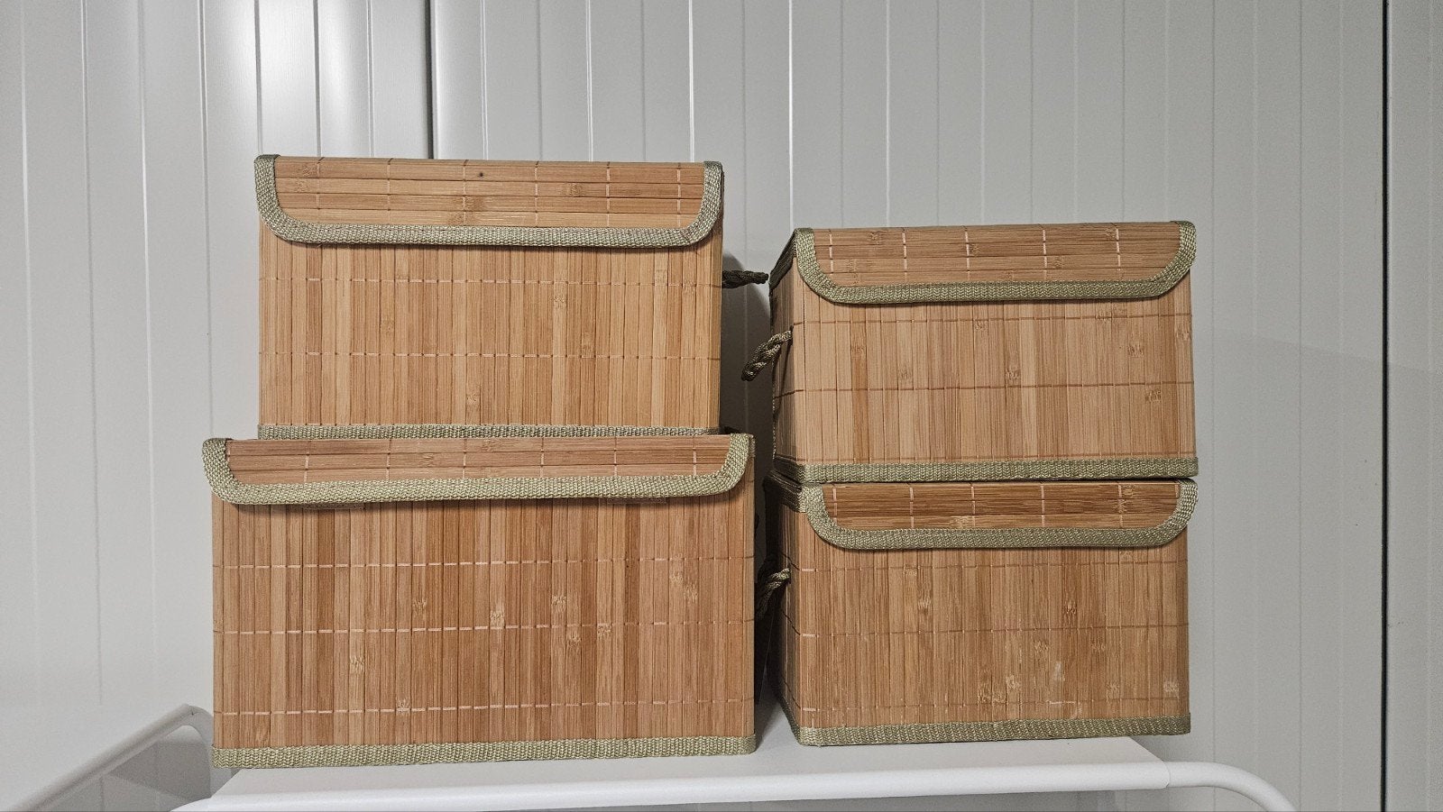 Bamboe opbergdozen met deksel en handvatten (4 st.) NIEUW, Ophalen, Nieuw, Minder dan 50 cm