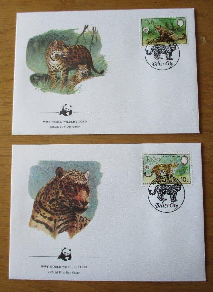 Belize, WWF serie FDC's Jaguar, 1983, Verzenden, Gestempeld, Dier of Natuur