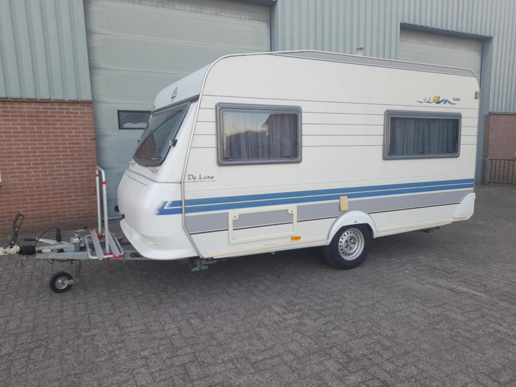 Caravan hobby de luxe 400 sb voortent luifel 2x fietsdrager, Ophalen