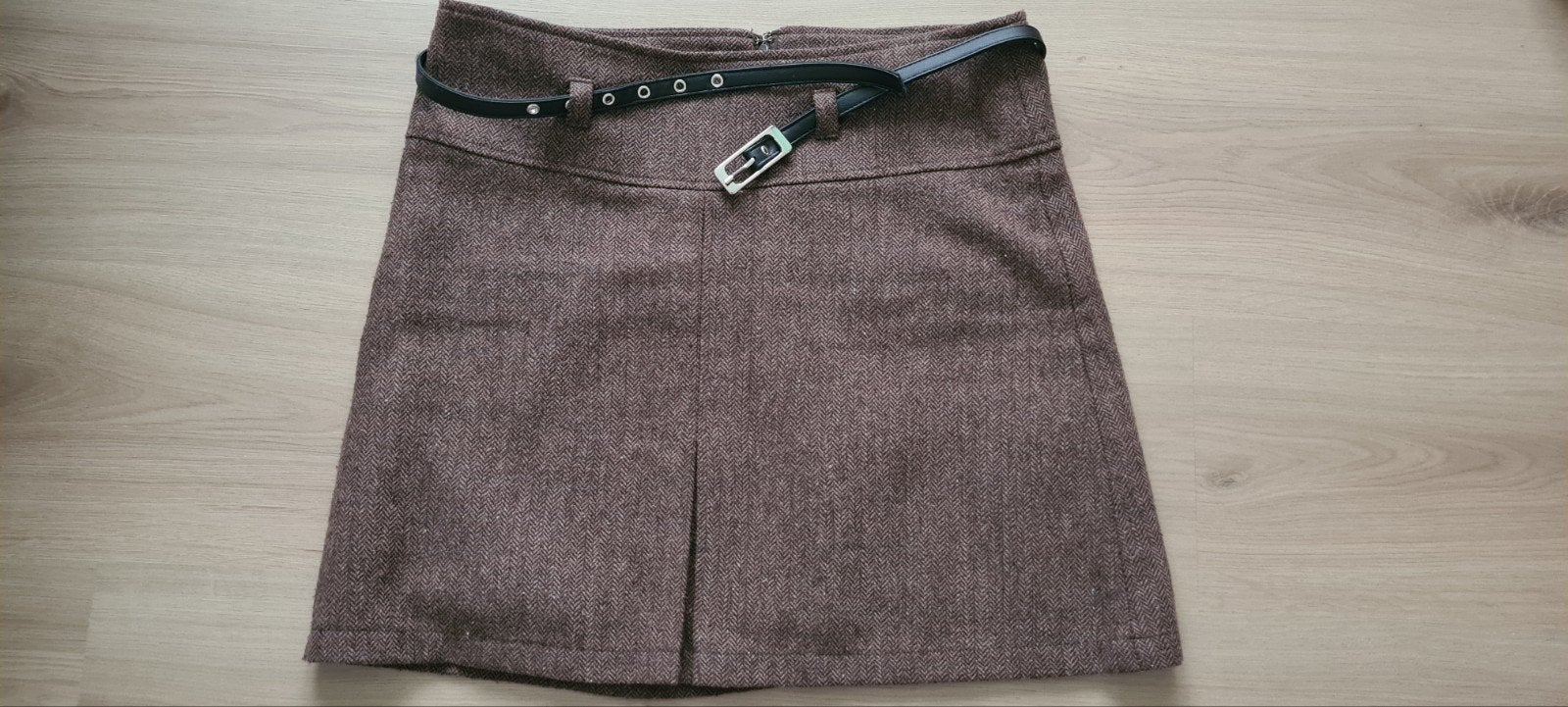Bien Bleu Bruine Minirok Maat 36 met Riem, Bruin, Ophalen of Verzenden, Zo goed als nieuw, Maat 36 (S)
