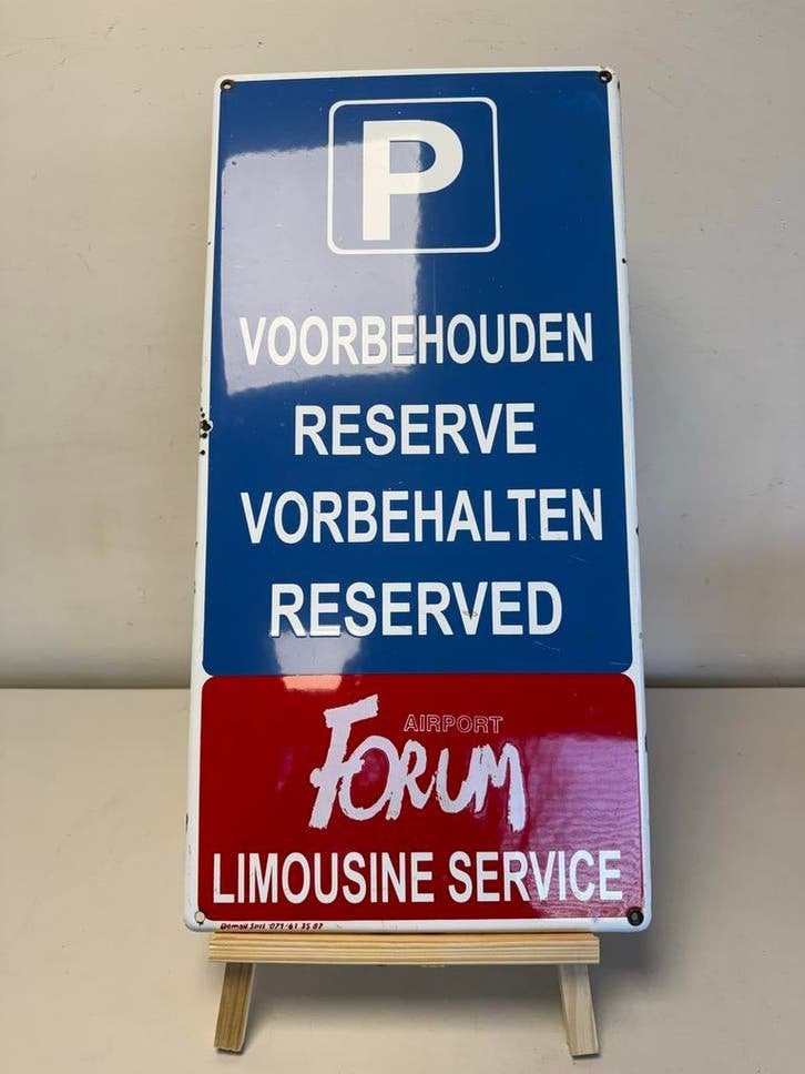 Vintage Gereserveerd Parkeerbord Airport Forum Limousine, Ophalen of Verzenden