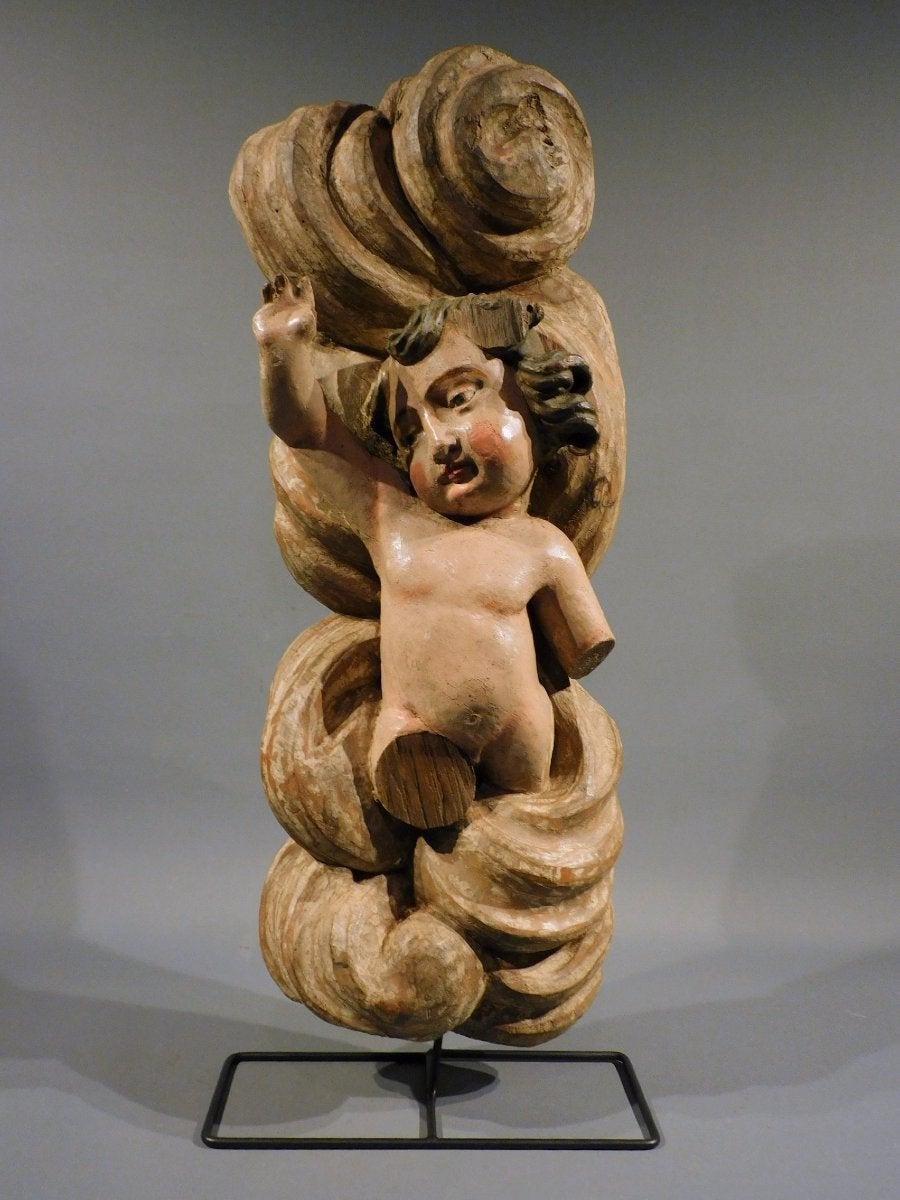 Antiek houten putto 18e eeuw houtsnijwerk, Antiek en Kunst, Verzenden
