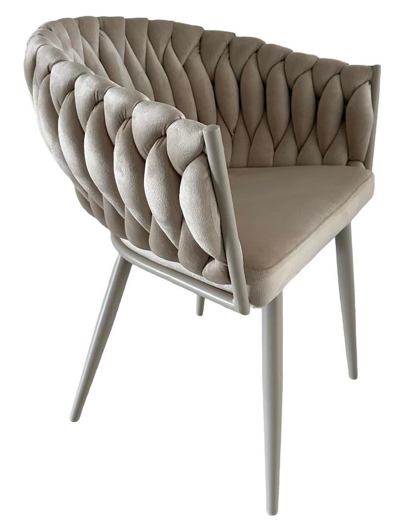 Wave chair Eetkamerstoel velvet Zand White  Frame in kleur!, Info@abhome-living.nl, A&B DESIGN, Nieuw, Ophalen of Verzenden