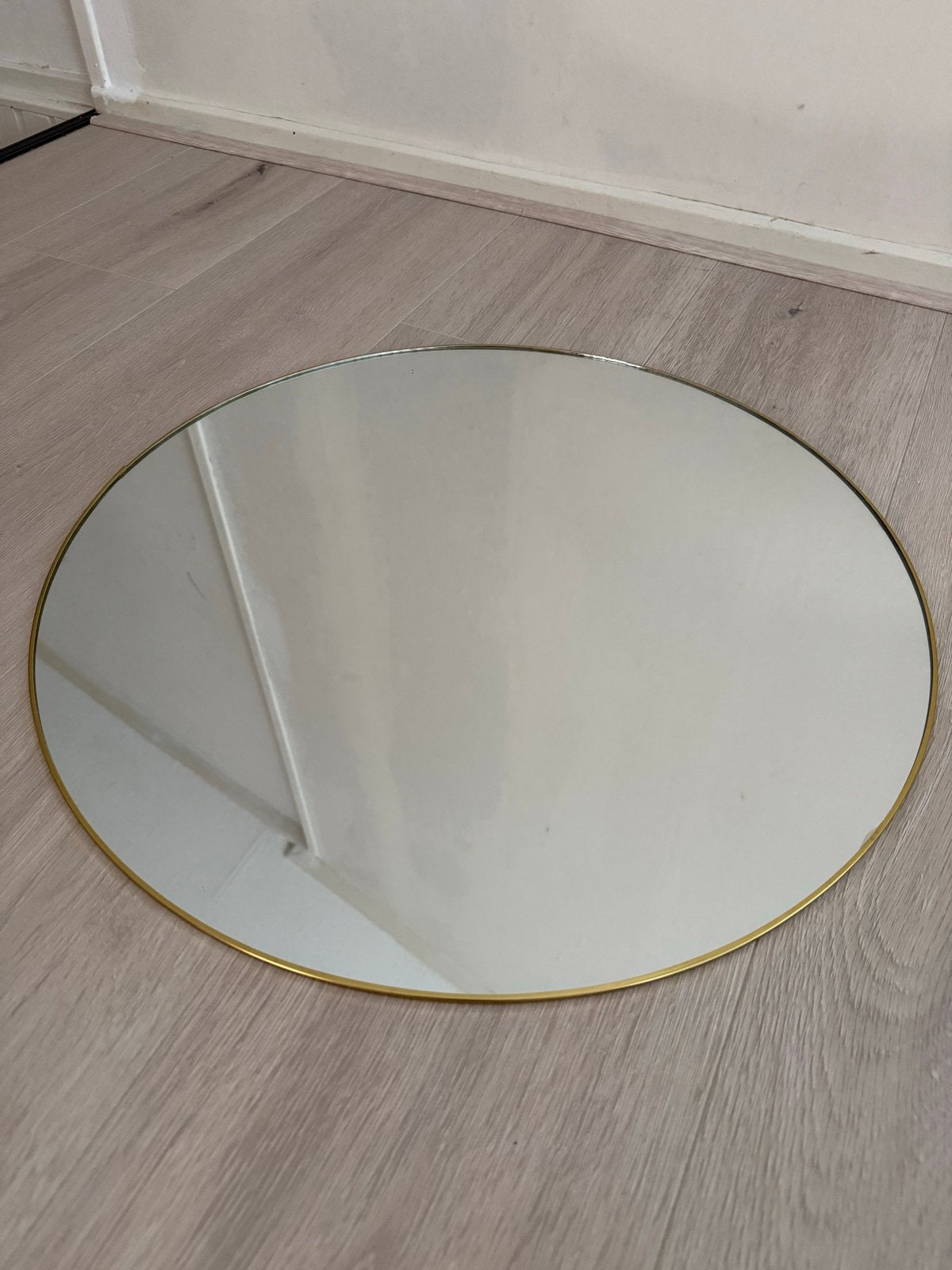 Ronde spiegel met gouden rand - 50cm, Ophalen, Minder dan 50 cm, Rond, Zo goed als nieuw