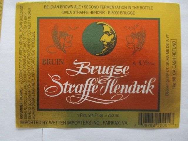 bieretiket Belgie 17-8 (19i) straffe hendrik, Verzamelen, Ophalen of Verzenden, Zo goed als nieuw, Overige typen, Overige merken